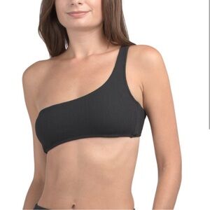 Sanctuary Women's One-Shoulder Bikini Top Swimsuit black size large NWT